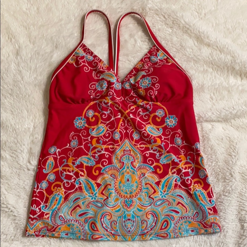 Athleta offshore paisley swimsuit tankini red XS